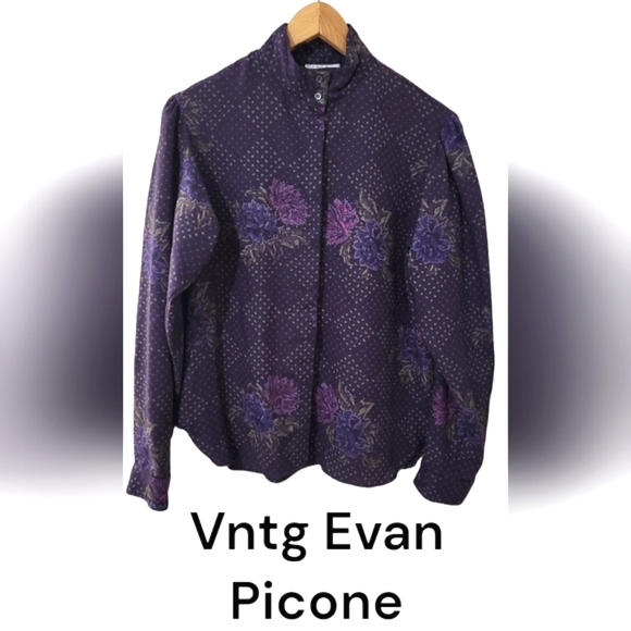 Vintage Evan-Picone Floral Long Sleeve Blouse/Shirt. Size 14 - Picture 1 of 10